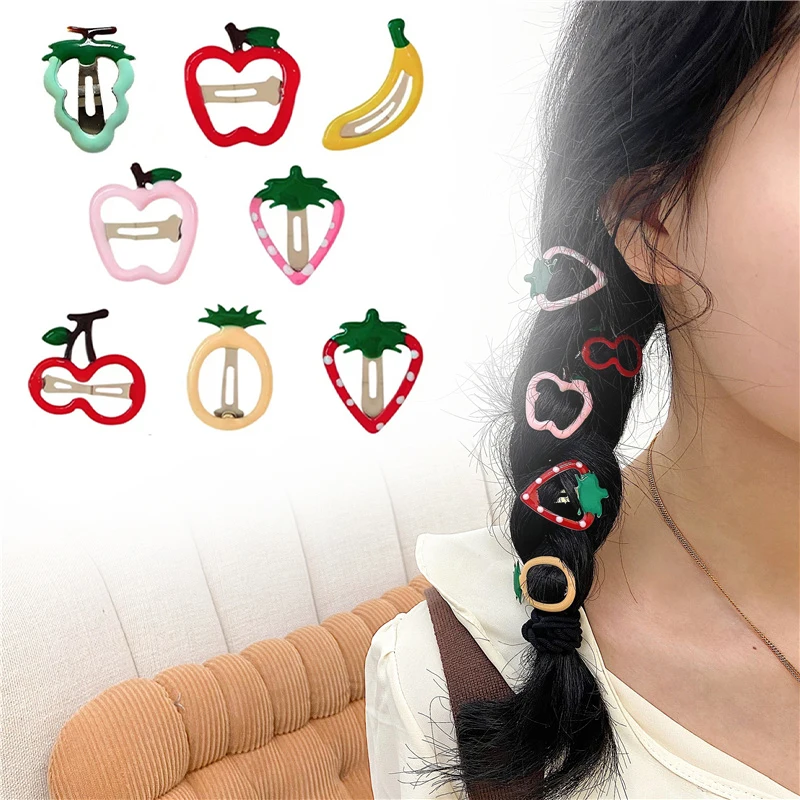 

5pcs Fruit Hair Clip Banana Cherry Mango Strawberry Hairpins Random Sweet Chirdren Bb Clips Hair Accessories Cute Kids Headwear