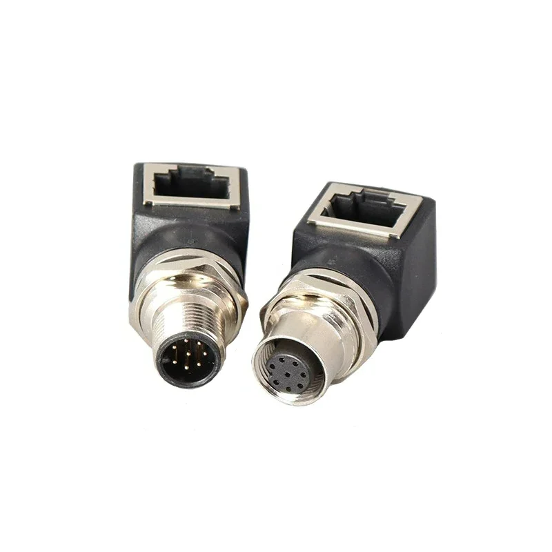 

5/10/100PCS M12 To RJ45 Ethernet 4P D Type 8P A/X Type Straight/Bending Male/Female Industrial Grade Network Cable Adapter IP67