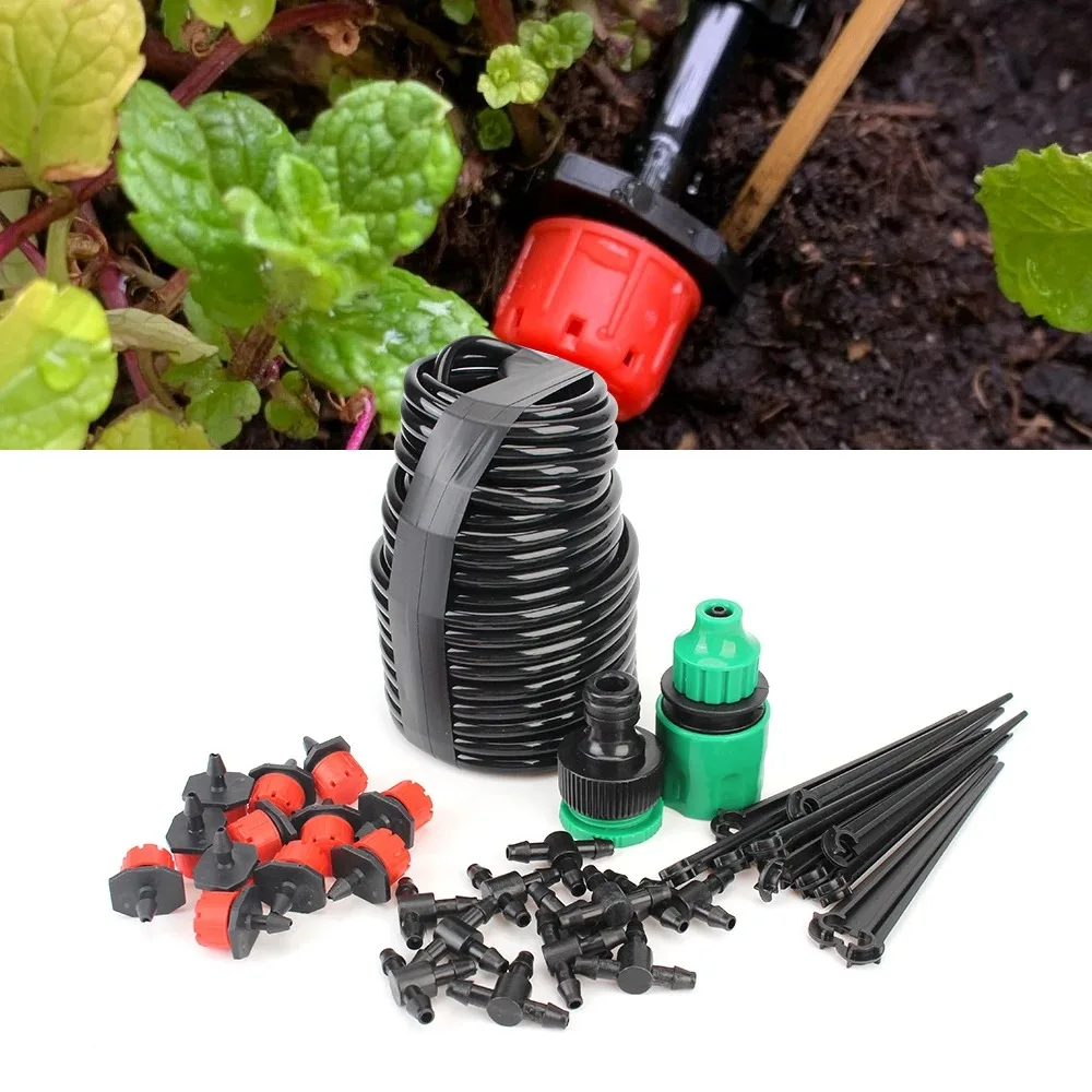 Drip Irrigation Kits 30M Garden 1/4'' Automatic Watering System Nozzles for Farmland Bonsai Plant Flower Vegetable Greenhouse