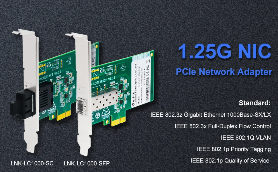 PCI Express, Ethernet, NIC, SFP, porta SC, 1000Mbps, PCIE