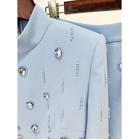 HIGH STREET Newest Fashion 2026 Designer Runway Suit Set Women's Stand Collar Zip Back Cropped Tops Long Skirt Set 2pcs - Image 5