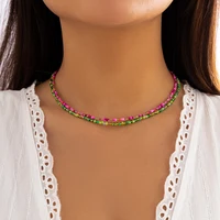 Lacteo Bohemia Multicolour Acrylic Seed Beads Necklace Women Handmade Strand Beads Choker Short Neck Chain Simple Jewelry Party - Image 3