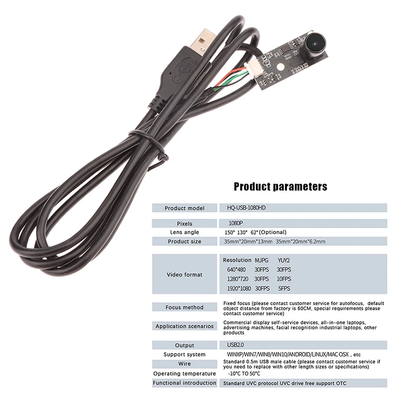 ?   3D 프린터용 1080PHD USB 카메라 모듈 고정 초점 130/150도 프리 드라이브 USB2.0 UVC OTG For Linux