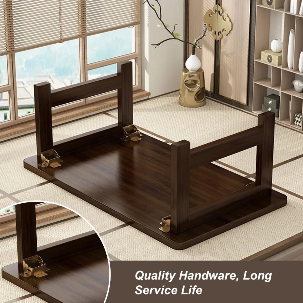 Foldable Japanese Floor Table, Folding Low Coffee Table, No Assembly Tea Table for Sitting On The Floor, Modern Wood Altar Table 4