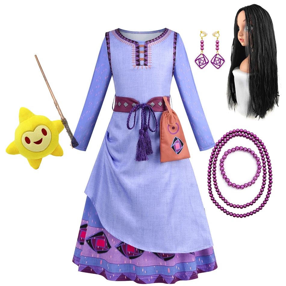 Asha Princess Wish Luxury Party Dress for Girls with Belt - Cosplay & Role Play Outfit