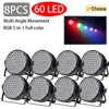 8PCS 60 LED RGB 3in1 Stage Par Light DMX512 Sound Activated Auto Run Full Color Lighting For DJ Disco Party Wedding Club Bar 1