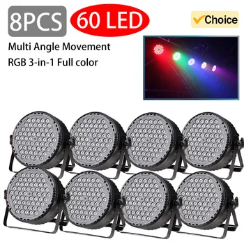 8PCS 60 LED RGB 3in1 Stage Par Light DMX512 Sound Activated Auto Run Full Color Lighting For DJ Disco Party Wedding Club Bar 1