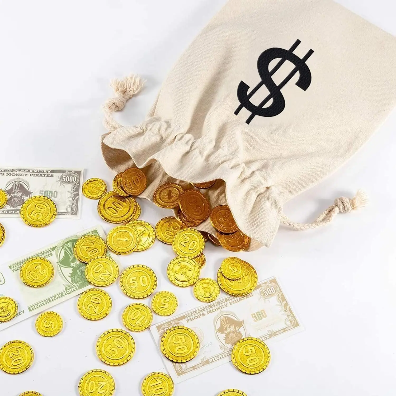 Linen Candy Gift Bag Creative Dollar Printing New Year Christmas Tree Decorative Hanging Money Bags Drawstring Coin Bags 6