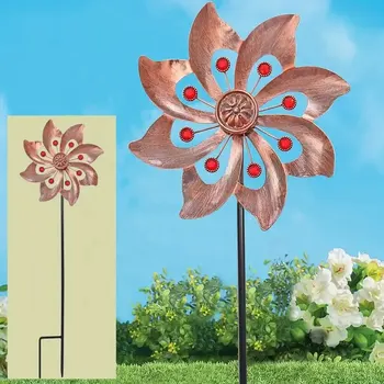 Double Windmill Kinetic Wind Spinner – Metal Garden Yard Decor 1