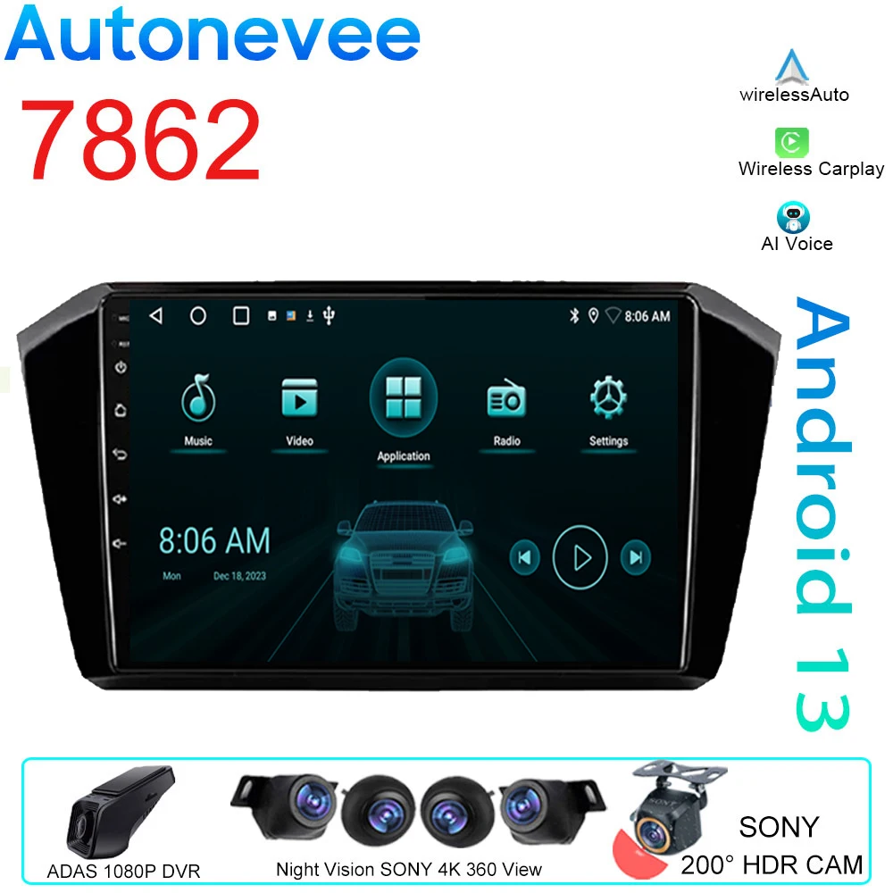 

Автомобильный радиоприемник для VW Passat B8 2015 2016 2017 - 2020 Android, Авторадио с GPS-навигацией, Беспроводной мультимедийный плеер для Carplay No 2din DVD