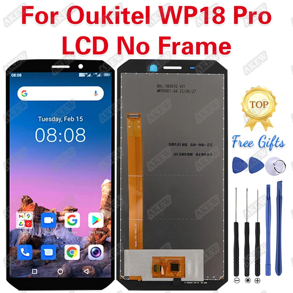 Display LCD + Touch Screen Per Oukitel WP18 - Nero (Con Kit Attrezzi E Nastro Adesivo)