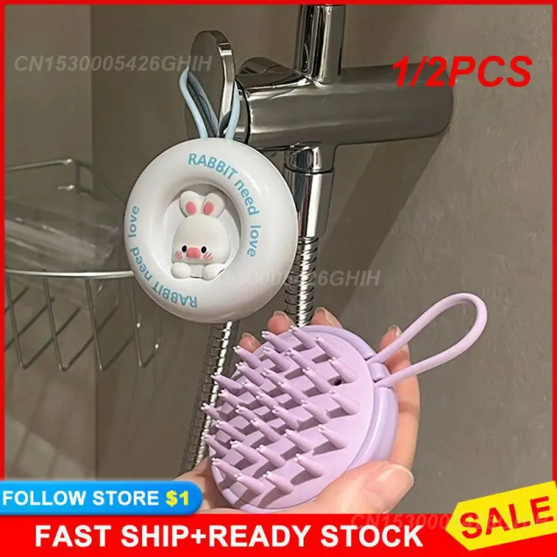 

1/2PCS Massage Comb Abs Silicone Peace Of Mind And Comfort Silicone Massage Shampoo Comb Shampoo Comb Soft Brush Teeth Removable
