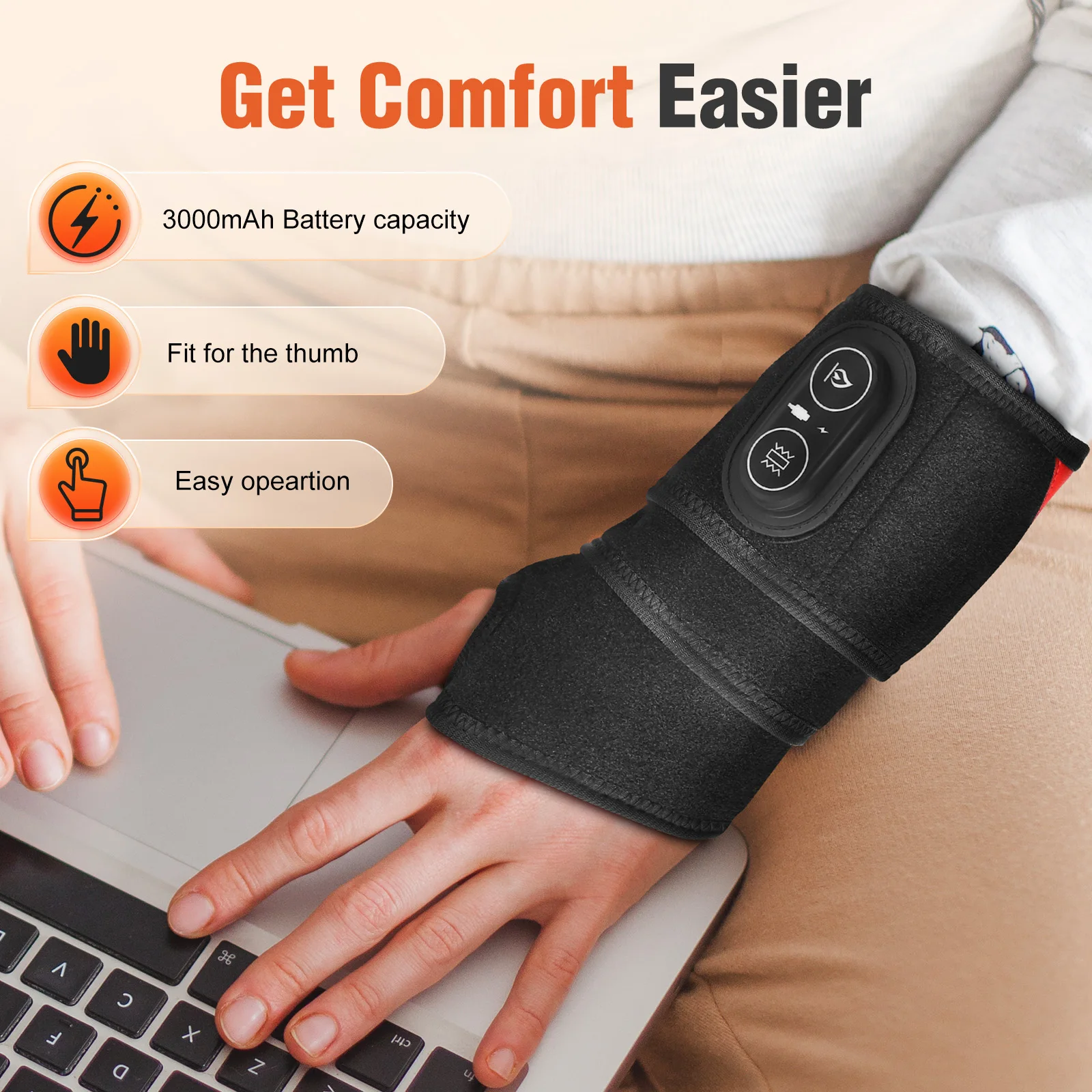 Wireless Vibration Heating Wrap Versatile Heating Pad Wrap for Knee, Elbow, Wrist, Ankle, Body