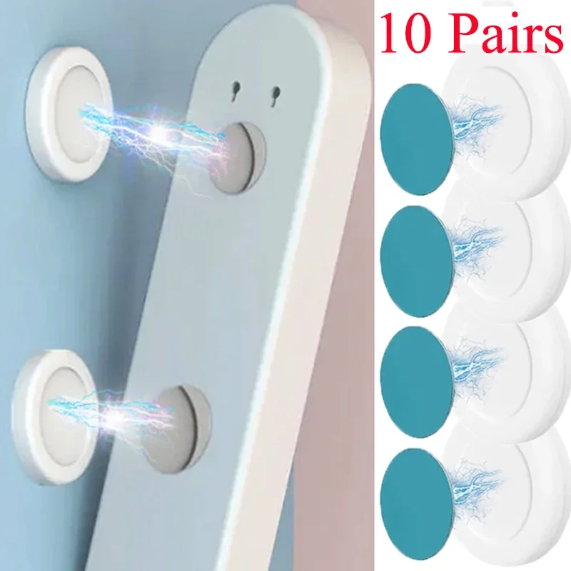 10Pairs Magnetic Remote Control Holder Anti-Lost Wall Mount Magnet Hooks Fridge Sticker Storage Holder Home Decor Organizer Hook