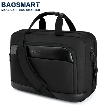 Borsa per Laptop valigetta da uomo in pelle BAGSMART per Macbook Air Pro borsa a tracolla per Notebook da lavoro da 17.3 pollici 1