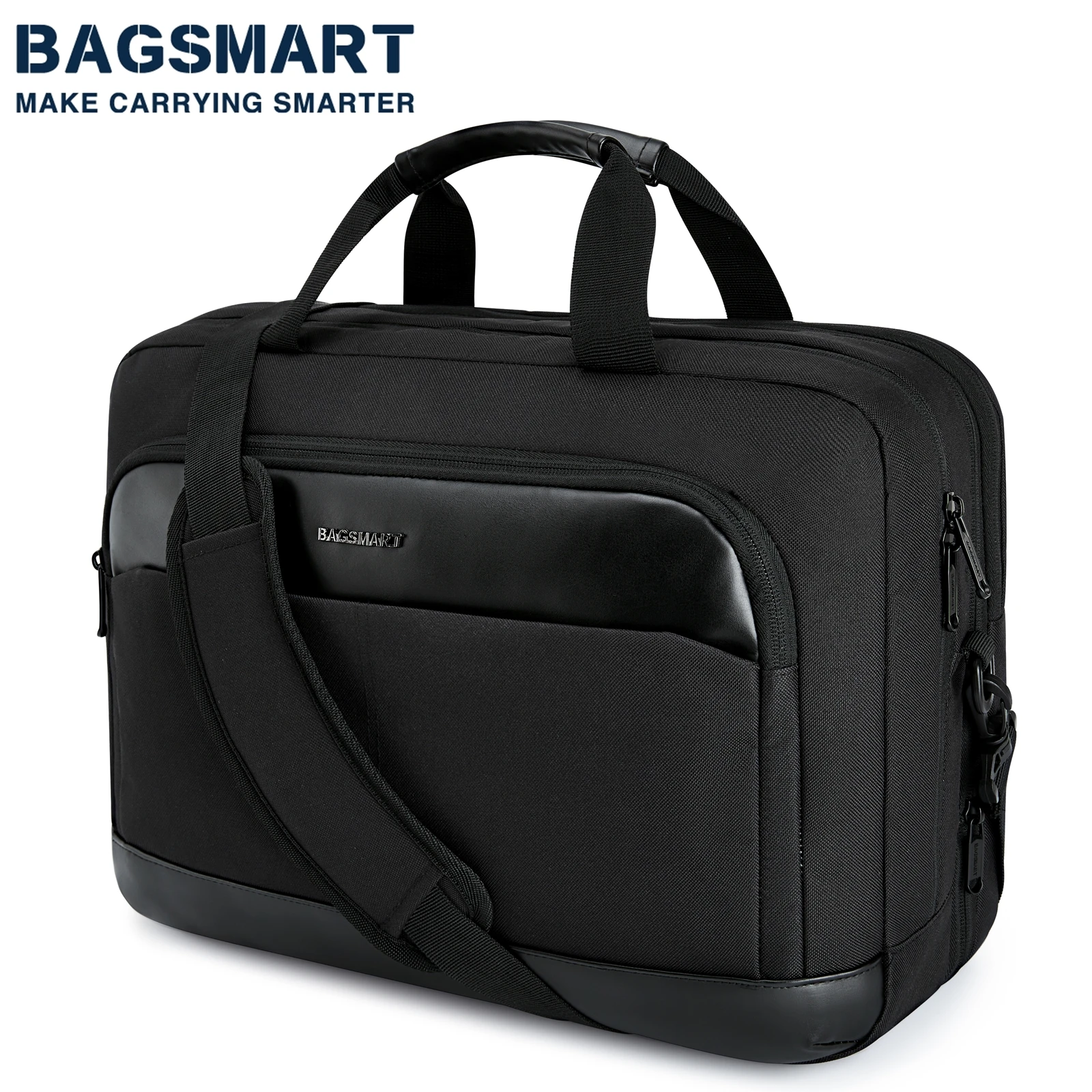 Bagsmart-maleta de Couro para Homens Bolsa para Laptop Macbook Air Pro 17.3 Trabalho Negócios Notebook Case Bolsa de Ombro Bolsa Crossbody