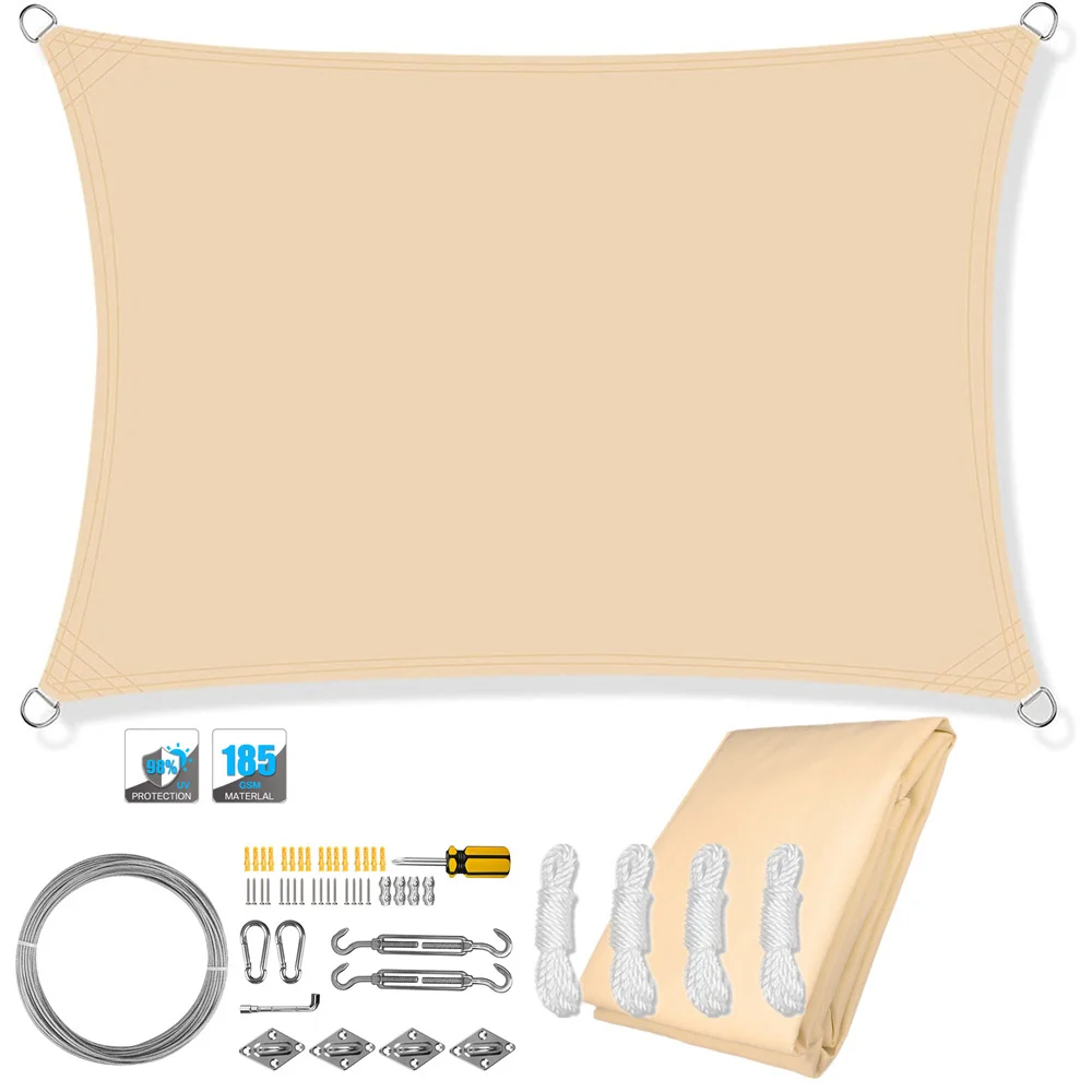 Waterproof Rectangle Sun Shade Sail Canopy for Outdoor Privacy and UV Protection