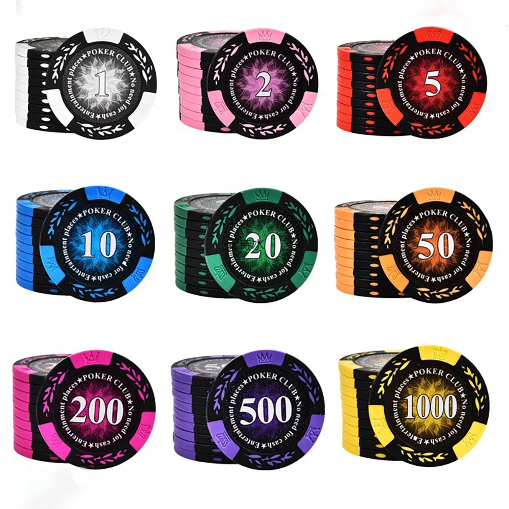 

10PCS Clay Chips 40mm Texas Hold'em Poker Chip Coins Casino Entertainment House Party Baccarat Game Chips