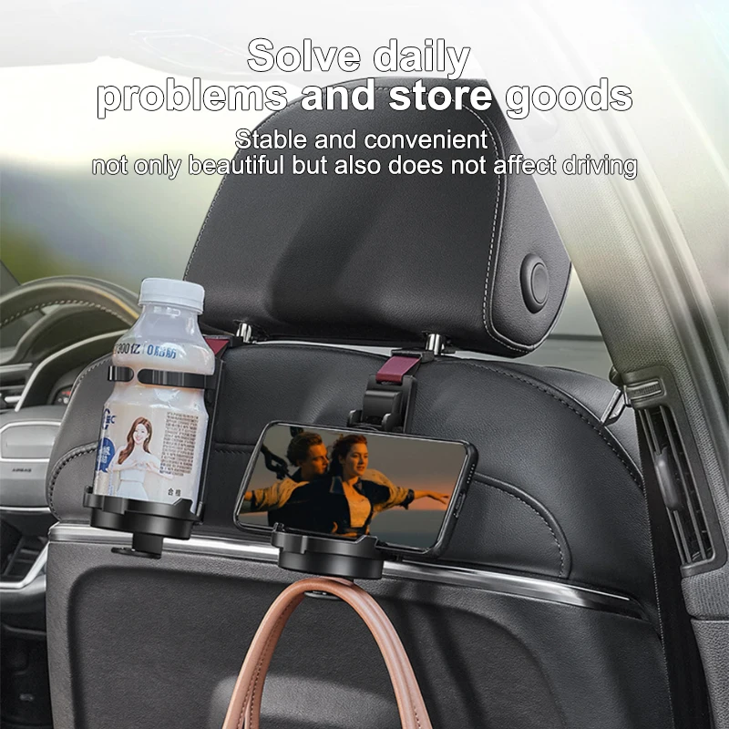 Baby Cup Holder Interior Car Seat Back Cup Bracket For Rear Seat Kids Watching Movie Drink Holder Hanging Hooks for Toys Snacks