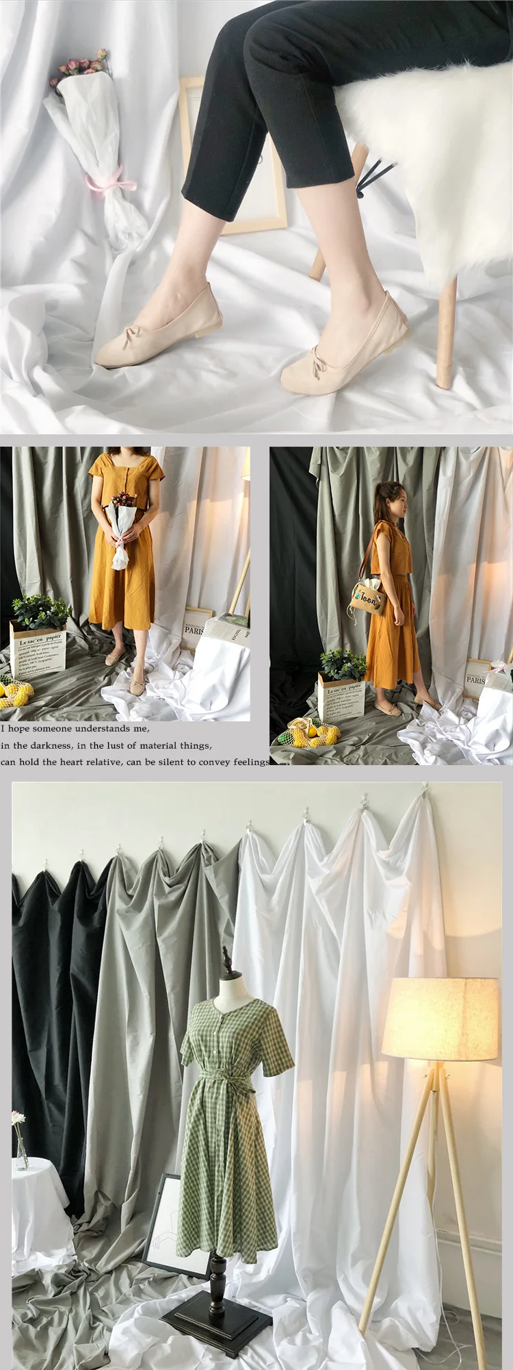 Description Picture 3 of item4*2.4M Photography Backdrop Polyester White Black Solid Color Photo Studio Background Thicken Backdrops Cloth for Tiktok Live