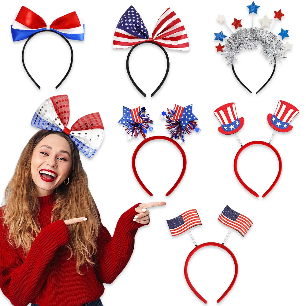 Independence Day hair bands, hair accessories for children and adults, party decorations, patriotic marches, red headbands