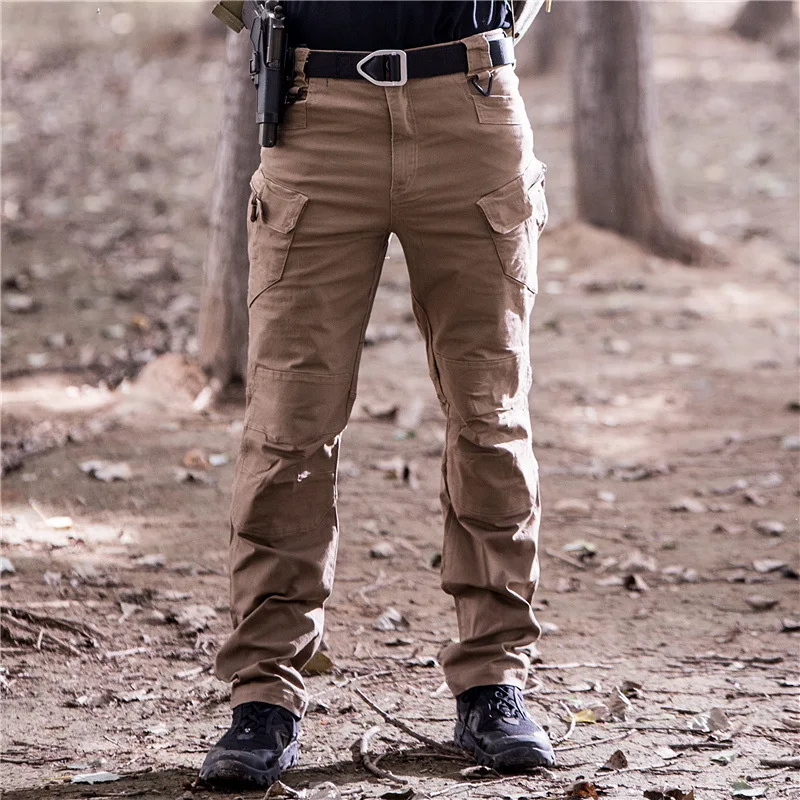 Factory Direct IX7 Camping Trousers Men Loose Outdoor Multi-pocket Overalls Cotton Stretch Cargo Pants Wear-resistant Jogger