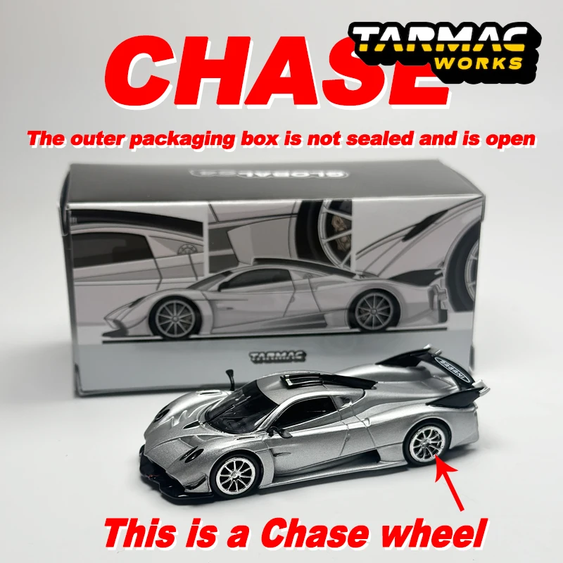 TW 1:64 Tarmac Works Pagani Huayra R 새틴 실버 체이스 합금 자동차 모델