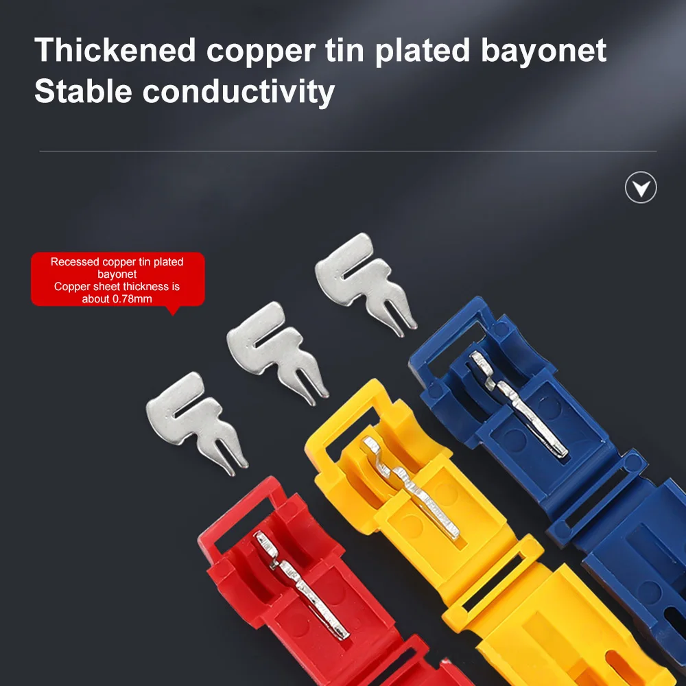 120PCS Boxed T-type Crimp Terminal Wire Connection Clip Quick Peel-Free Insulated Electrical Connector Plug-in Wire Terminal