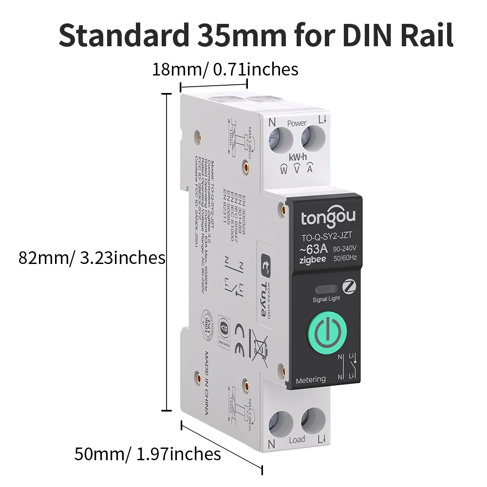 TUYA MCB ZigBee Smart Circuit Breaker Over Current Under Voltage Protection Powe