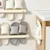WORTHBUY No Punching Wall-mounted Shoes Rack Self-adhesive Plastic Storage Rack For Slippers Bathroom Shoes Organizer Holder 3