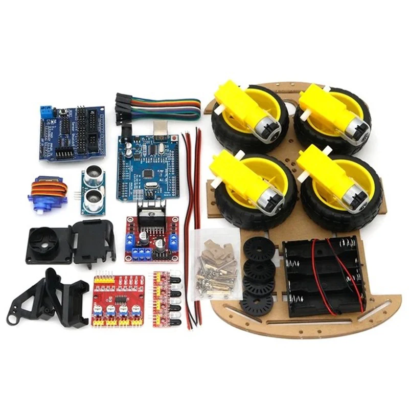 Kit Châssis De Voiture Robot 4WD Intelligent - Avec Encodeurs, Compatible Arduino Pour Projets éducatifs