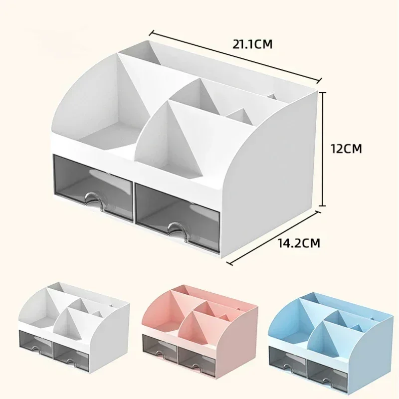 White Plastic Desk Organizer with Drawers for Office Storage