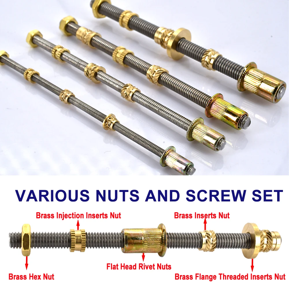 M3 M4 M5 M6 Flange Brass Heat Insert Nut Hot Melt Threaded Rod Insert Rivet Nut Copper Thread Injection Nutsert Brass Hex Nuts