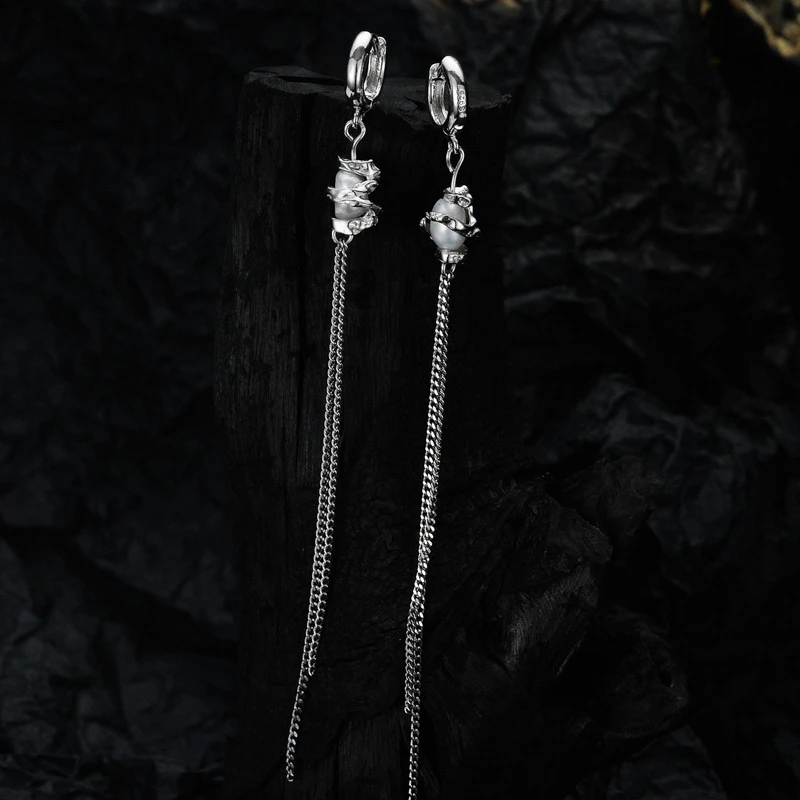 925 Sterling Silver Tassel Chain Long Drop Earrings Exquisite Niche Ear Buckle for Women Earrings Temperament Jewelry Gift