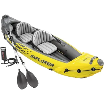 68307EP Explorer K2 Inflatable Kayak Set: Includes Deluxe 86in Aluminum Oars and High-Output Pump  SuperStrong PVC 1