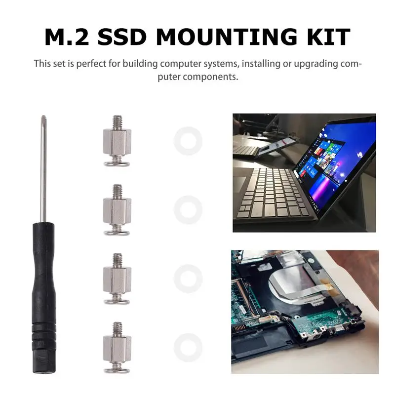 M.2 SSD 나사 키트, 스테인리스 스틸 NGFF NVME SSD 스탠드오프 장착, 1 세트