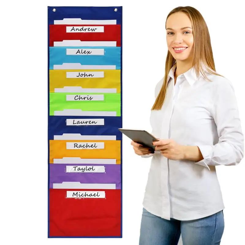 

Каскадный настенный органайзер, прочный органайзер с 8 карманами, 2 крючка, подвесная папка для файлов для офиса, школы, домашнего хранения