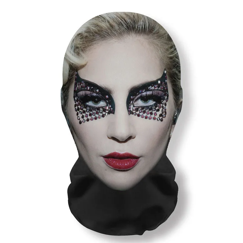3D Printed Funny Mask Cosplay Pop Singer Lady gaga Full Face Elastic Mesh Breathable Masks Balaclava Headcovers Fan Props