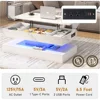 47.2" Large Lift Top Coffee Table with Charging Station, Hidden Compartment Storage, Marbling Print, LED High Glossy Tables 3