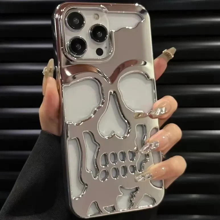 3d Hollow Skull Phone Case For Iphone Pro Max Shockproof Cover_voghion.com