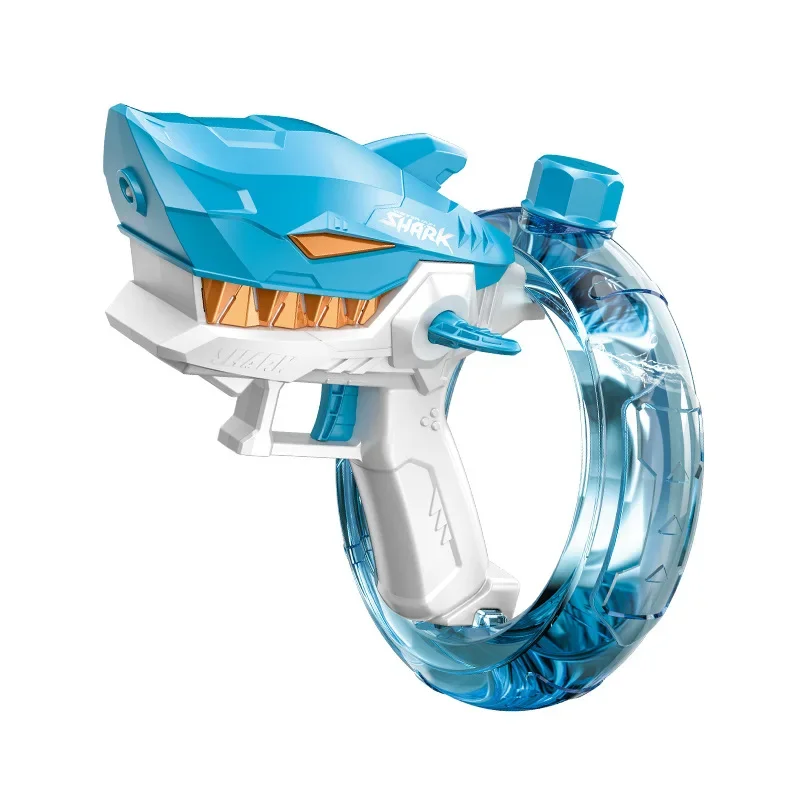 Fully Automatic High Pressure Electric Shark Water Gun Toy Continuous Spray Large Capacity Water Blaster Birthday Gift for Kids 6