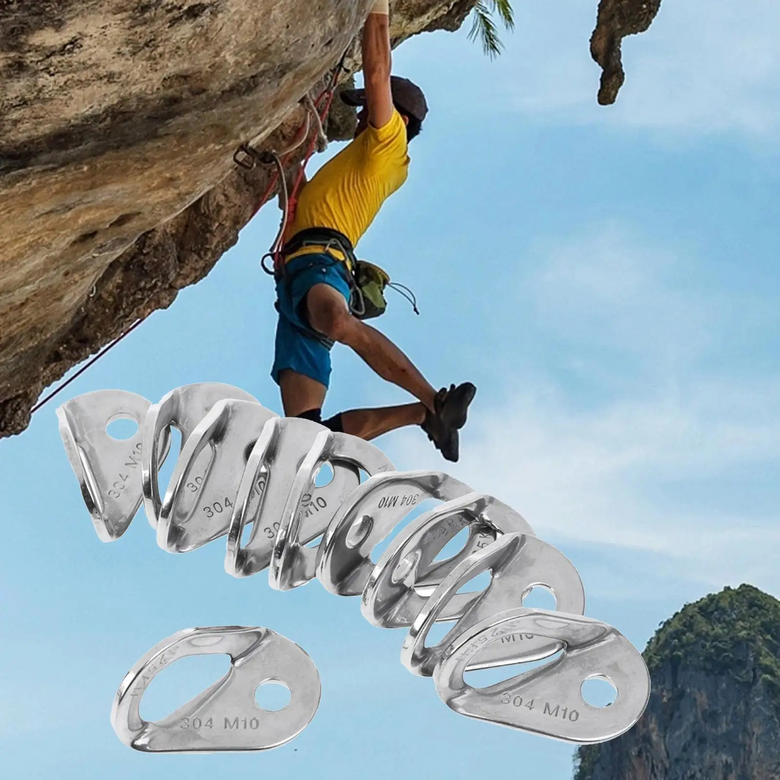 10Pcs Rock Climbing Anchor Hanger Anchor Protection Piastra Di Ancoraggio A Punto Fisso Per Piton Rigging Travel Alpinismo Engineering