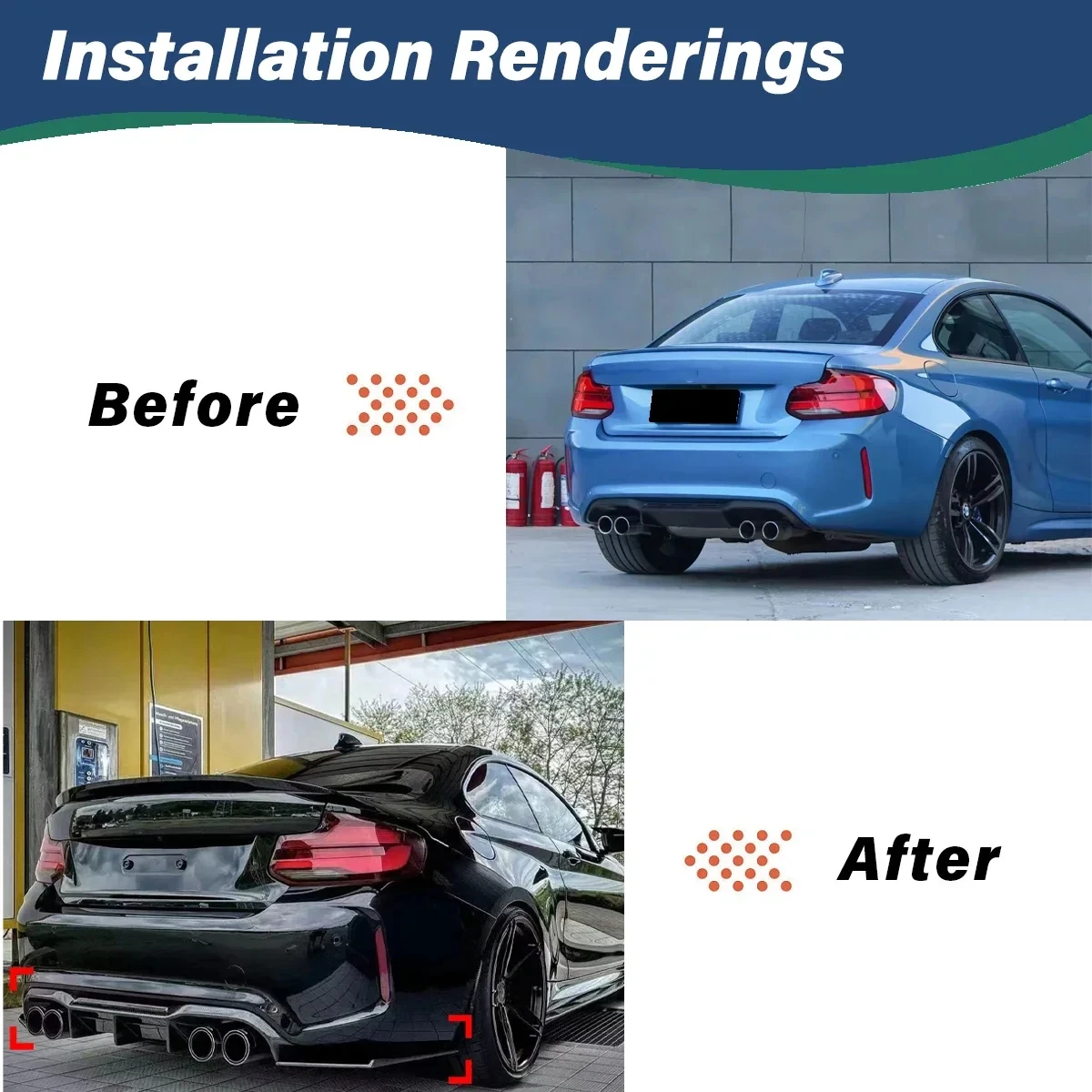 For BMW M2 F87 M2C Rear Bumper Lip Diffuser Rear Spoiler Surround Auto Exterior Accessories