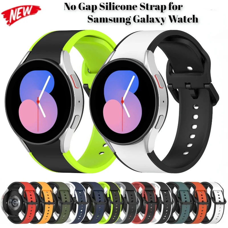 

20mm No Gap Silicone Strap for Samsung Galaxy Watch 6 5 4 40mm 44mm Bracelet Wristband Watch 5 Pro 45mm 6 Classic 47mm 43mm Band