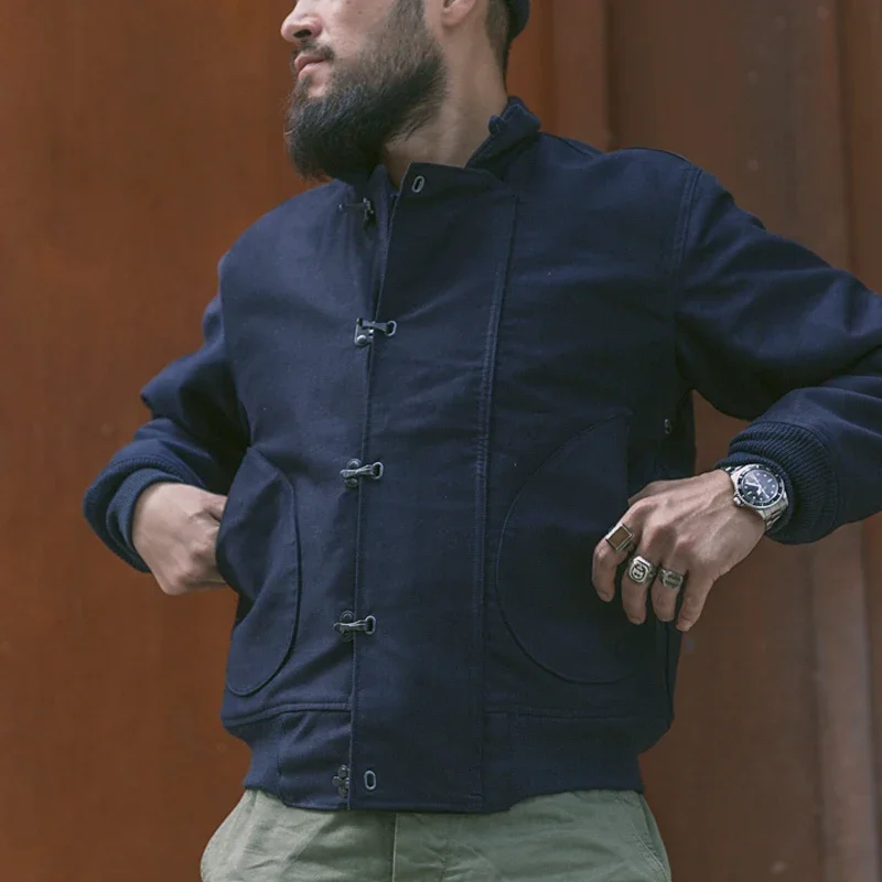 Rugged Bronson USN 1943 Model Deck Hook Jacket Jungle Cloth Winter Men's Woolen Lined Coat 2
