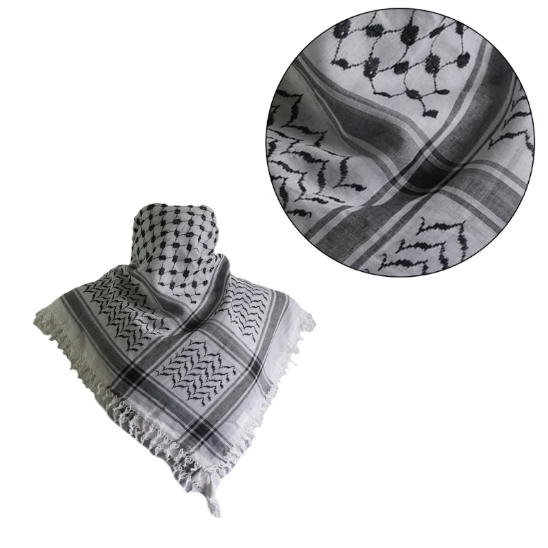 Trendy Adult Shemagh Scarf with Jacquard Pattern Tactically Arab Keffiyeh Scarf