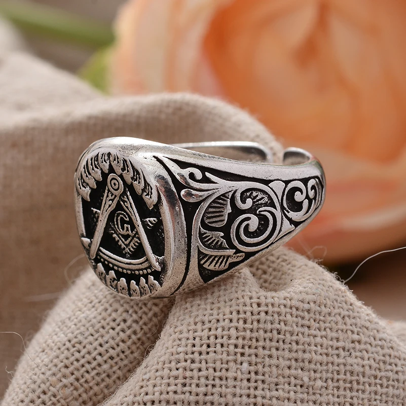Original Design Freemason Logo Retro Thai Silver Unisex Rings