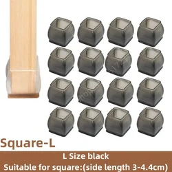 Black Silicone Non - Slip Chair Leg Pads - Floor Protector Mats - 16Pcs (L - Square - Black)