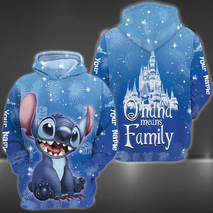 Disney Stitch 3D Hoodie, Galaxy 3D Hoodie - Personalized Cartoon Hoodie Unisex Gift