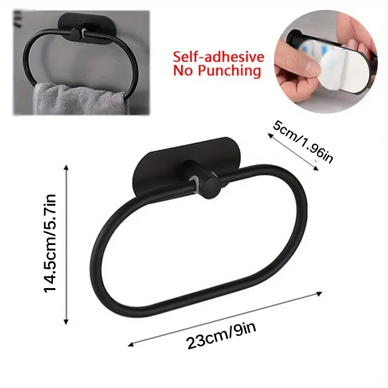 Bathroom Circular Towel Ring Bathroom Non punching Hook Hanging Towels Wiping Towels Storage Rack Wall Hanging